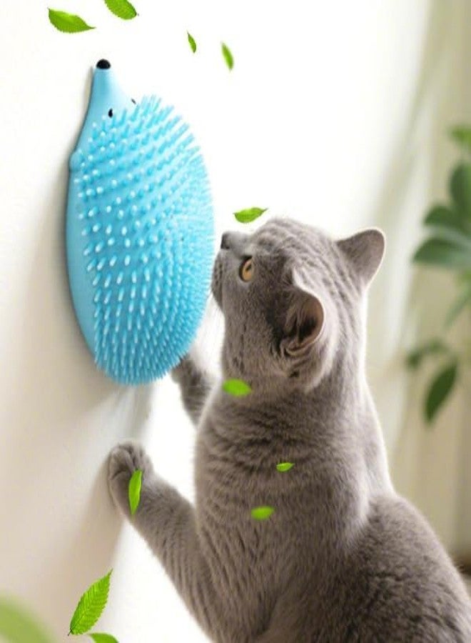 GNOLY فرشاة GNOLY لتخفيف الحكة على شكل قنفذ - أداة تنظيف ذاتية من المطاط الحراري للكلاب والقطط - شعيرات تدليك ناعمة تساعد على تقليل تساقط الشعر وتخفيف الحكة وتحسين عادات التنظيف (قطعة واحدة) (أزرق) - Image 5